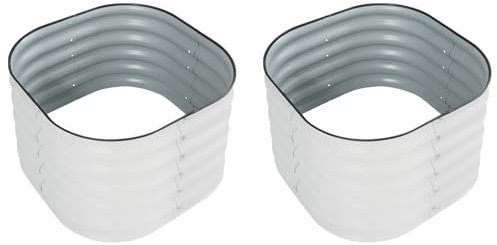 Lot de 2 parterres de jardin ronds surélevés en métal en aluminium galvanisé, forme circulaire, pour plantes, légumes et fleurs, 60 x 60 x 43 cm