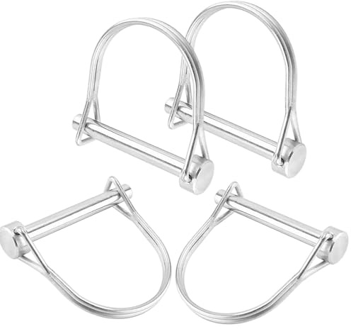 Goupilles pliantes de tuyau, 8 goupilles de sécurité de 40 mm, 4 goupilles d'embrayage en forme de D, boulons de sécurité en acier à ressort, avec goupille de sécurité de verrouillage pour remorque de