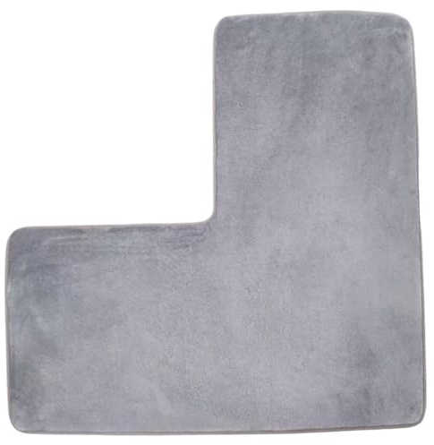 Licsaliwe Alfombra de baño en Forma de L, Alfombra de Esquina Antideslizante de Forro Polar Coral para Ducha, inodoro/31, 5 x 31, 5 Pulgadas (Gris)