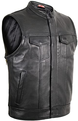 MDM läderväst i jeanslook med dragkedja på sidan