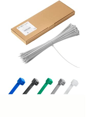 Haus Projekt Pack de 100 Bridas de Plástico Gris Premium Fuertes Industrial, 300mm x 3.6mm, Bridas de Plástico para Cables Multifunción para Uso Interior y Exterior, Gestión de Cables, Cableado