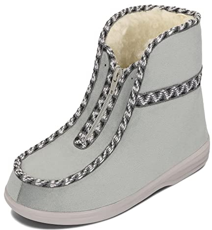 BAWAL Chaussons Montants Femme Chauds Laine Velours Scratch | Velours doux, Doublure laine, Semelle polyuréthane amovible, Fermeture scratch, Tige haute, Idéal seniors