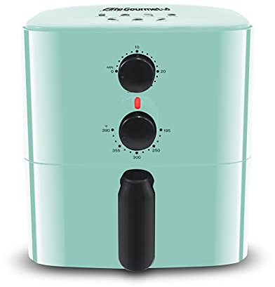 Elite Gourmet EAF-3218BL Persönliche Heißluftfritteuse, elektrisch, kompakt, platzsparend, ölfreies, gesundes Kochen, Timer und Temperaturregelung, PFOA-frei, 700 W, mit Rezepten, 950 ml, minzgrün