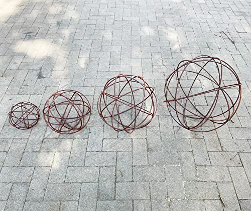 Boll trådkula järnkula 40 cm rostfritt stål trädgårdsdekoration rost metall järn rostfigur boll lykta från stenfigursvärld
