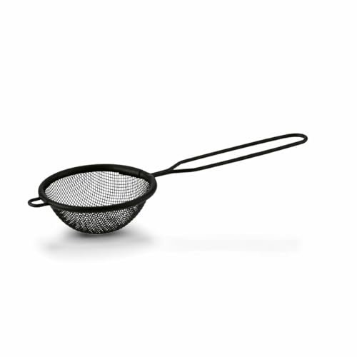 Colador de cocina con mango Konighoffer Oscuro 8 cm Colador de metal redondo negro para cocina casera y tamizado de harina de azúcar en polvo colador dosificador para preparar té en taza