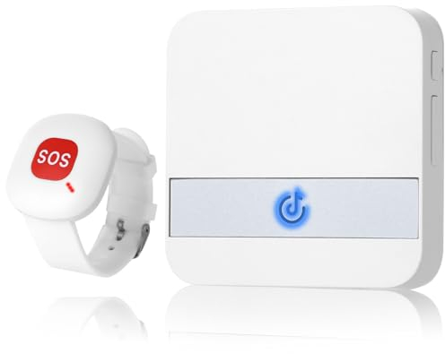 ALEENFOON Allarmi personali wireless per anziani Allarme Di Emergenza Mobile e Wireless, Per La Casa, Con Polso Pulsante Di Emergenza, Versione Plug-in, Per Persone Bisognose, Infermi, Anziani (1 a 1)