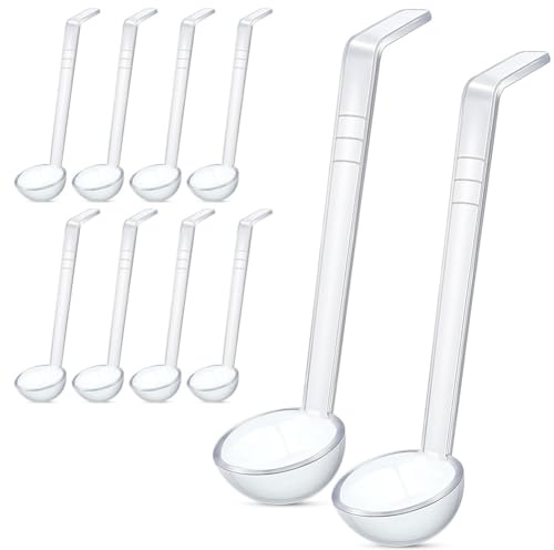 Fowecry - Cucharón para salsa (10 unidades, 7,8 pulgadas, 1 oz, transparente, mini cucharón para salsa, cuenco de plástico, mango largo, cucharón, cucharas, de servicio, aproximadamente 20 cm)