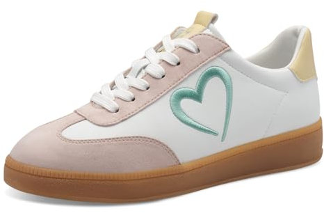 MARCO TOZZI by Guido Maria Kretschmer Damen Sneaker flach mit Schnürsenkeln Freizeit, Weiß (White/Powder), 41 EU