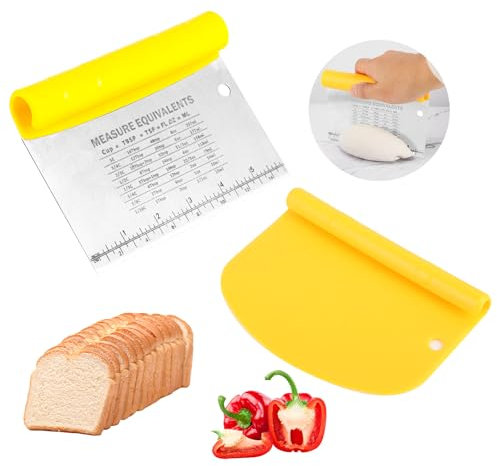 2 Pezzi Spatola Per Impasto – Spatola Cucina in Acciaio Inox – Tarocco Per Impasti con Scala Graduata – Spatola Pizza in Plastica – Spatola Per Ciotola – Strumenti Da Forno per Torte, Pizza, Pan