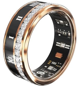 Bague intelligente, bague de santé intelligente pour femmes et hommes IP68 étanche avec moniteur de fréquence cardiaque, pression sanguine, moniteur d'oxygène, podomètre, compteur de calories, or rose