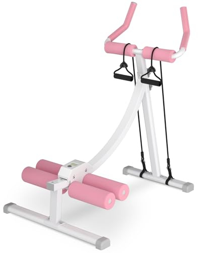 Ab Machine,Ab Workout Equipment,Ab Trainer Machine for Abs Workout at Home Gym, Knee Protection, Abdominal Trainer for Stomach Workout,Touch Displays(Pink)