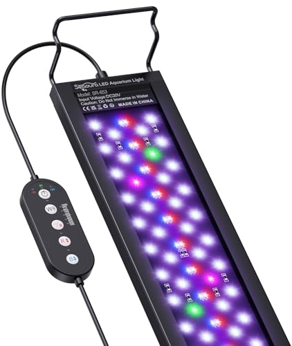 SEAOURA LED Aquarium Light, SR-653 90-106cm Freshwater Tank, Full Spectrum Aquarium Light for Plant Growth, 6H/8H/12H Timer, WRB 3 Channel Customizable, 10 Brightness & 11 Colors, Adjustable Bracket