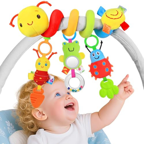 Baby Spirale Kinderwagen Spielzeug für Babys Aktivitätsspirale Kinderwagenkette Hängespielzeug Babybett Spielzeug Babyspirale Plüschspielzeug für Kleinkinder Jungen Mädchen von 0 3 6 9 12 Monaten