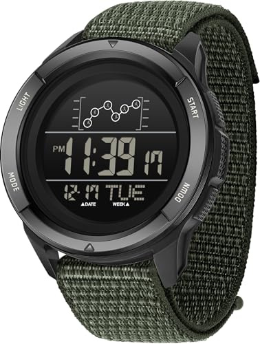 findtime Military Watches for Men Digital Sport Watch Waterproof Tactical Army Outdoor Nylon Strap Electronic Mens Watch LED Luminous Alarm Stopwatch Wrist Watches