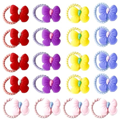 Rnigra baby hair bobbles 20pcs, hair bands for girls, baby hair bands, Cute Bows Multicolor Elastic Scrunchies, 2cm Hair Ties for Women Girls Kids Infants Toddler