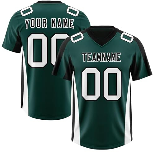 Generisch American Football Shirt, Personalisiert-Football Trikot Custom Jersey Personalized Team Name & Number Sports Uniform Für Kinder Erwachsene Junge Mädchen Herren Tshirt (3)