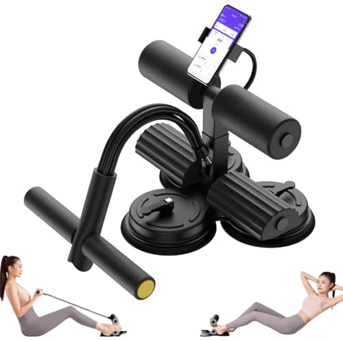 Kensbro Tragbare Sit Up Bar, Selbstsaugung Sit Up-Bar mit Drie Saugnäpfe, Verstellbares Sit-Ups Assistent Gerät mit Handyhalterung für Home Gym