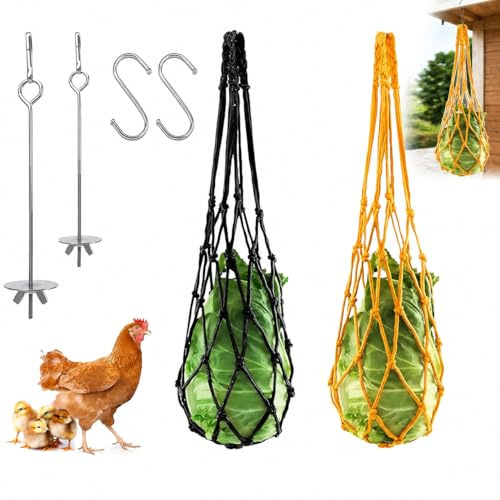 CZAYEFNH Mangiatoia per Galline e Polli con Ganci a S e Rete, per Frutta, Verdura e Snack, Giocattoli per Uccelli, Accessori per Pollai e Galline.