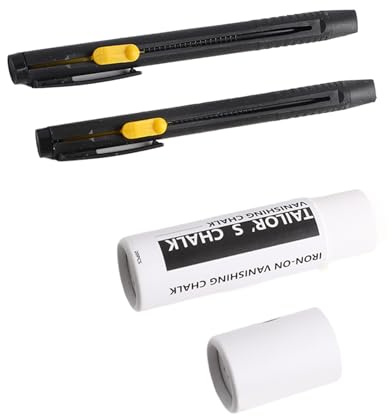 Jeffergarden Lápiz de Tiza para Sastre, Rotuladores de Tela, Herramientas de Marcado Ergonómicas Recargables de Plástico para Costura y Manualidades, 2 uds.