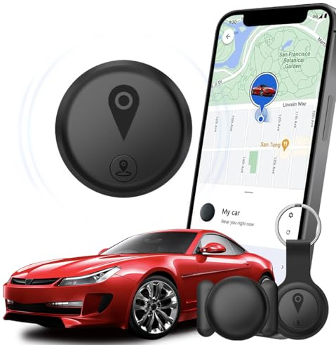 Mini GPS Tracker for Vehicles,Tracking Devices for Cars Hidden Portable GPS Tracker for Cars Splashproof Available for iOS Find My (iOS Only), No Monthly Fee Subscription No SIM Card Required - Black