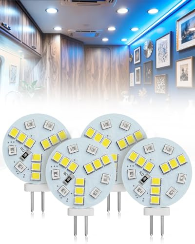 Lamptobe Bombillas LED G4 De 2W, Luz Blanca FríA De 6000K y Luz Azul, Base G4 Bipin, AC/DC 12-24V, 200LM, No Regulables, Aptas Para IluminacióN Empotrada Y De Riel, Paquete de 4 Unidades