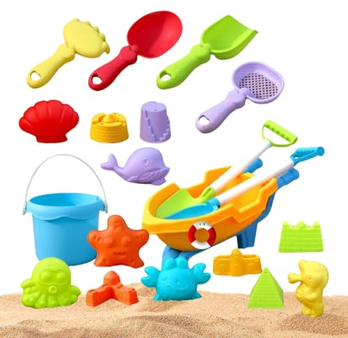 19 Stück Sandspielzeug Set - Sandspielzeug Strandspielzeug Mit Eimer, Sandformen, Netzbeutel, Sandförmchen Sandschaufel Kinder, strands Outdoor Spiele, Für Garten, Spielplatz, Park, Sommerurlaub