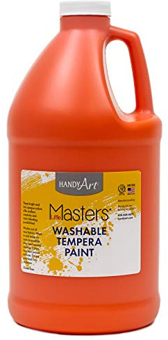 Handy Art Little Masters Washable Tempera Paint, Orange, Half Gallon 64 oz