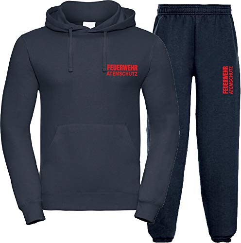 Kapuzen-Jogginganzug Navy, Feuerwehr ATEMSCHUTZ rot L