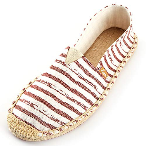 Kentti Espadrilles Rayées Toile Plat Homme Rouge 42 EU