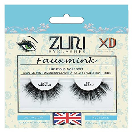 ZURI Fauxmink False Eyelashes | XD/8D X-Dimensional Natural False Lashes | False Eyelashes Natural Look | Thick Eyelashes With Lash Applicator | Natural Eyelashes with Glue | Mink Eyelashes Style #981