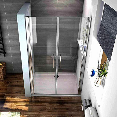 Box Doccia Porta Per Nicchia 195cm Doppie Ante Battenti Saloon in Vetro 6mm Temperato Trasparente Anticalcare 10 cm