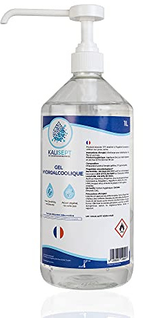 KALISEPT - Gel Hydroalcoolique Bactéricide Fongicide Virucide - Alcool végétal - 6 X 1L Gel Désinfectant, Ne Colle Pas