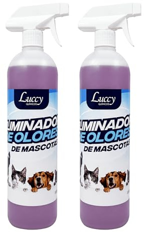 LUCCY Neutralizador de Olores Mascotas 2 Litros | Eliminador de Olores y Manchas de Orina de Animales | Spray Enzimático Seguro y Eficaz para Hogar, Alfombras y Superficies