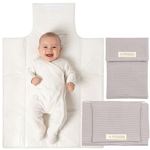 MIMUSELINA | Set mit tragbarer Wickelunterlage Unterwegs und Wickeltasche | Wasserdicht, Faltbar und aus 100% OEKO-TEX Baumwolle | Baby-Zubehör für unterwegs oder auf Reisen
