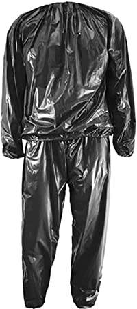 Harilla PVC Schwitz Sauna Anzug, Anti Schweißanzüge Übungs Anzüge Fitness Sauna Anzug Trainingsanzug Hoodie Hose, Schwarz M.