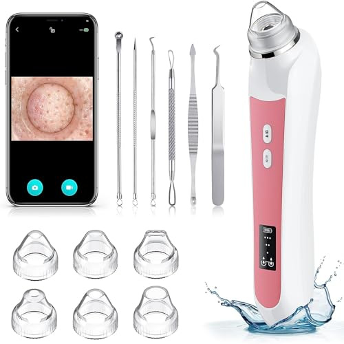 Aspiradora removedora de puntos negros, aspiradora de poros tipo interfaz USB, herramienta de extracción de cabeza negra con cámara, limpiador de poros para hombres y mujeres, 3 modos de ajuste y 6