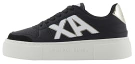 Armani Exchange Donna Kurt, Color Contrast, Chunky Sole Sneaker, Nero Pallido, 41 EU