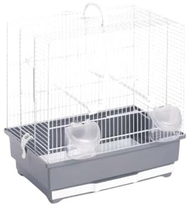 Pet's Market Alfa 40 Gabbia Voliera Uccelli in Metallo per Canarini Pappagallini Calopsite Inseparabili Uccelli e Piccoli Volatili con Posatoi Mangiatoie Beverino Colori Assortiti 40x27x48 cm