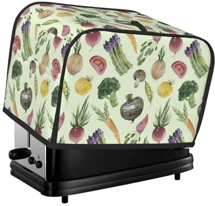 Copertura per tostapane a 2 fette, con stampa di asparagi, impermeabile, con tasche per piccoli elettrodomestici da cucina, protezione dalle impronte digitali, lavabile in lavatrice