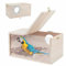 Alleshelfer Vogelnest Brutkasten Holz, Wellensittich Nistkasten Transparentes Design, Vogelzucht Brutkasten mit Sitzstange Holz Vogelkäfig Haus für ittich Lovebirds, Fink, Papageien 12x12x19.5cm