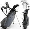 GYMAX Golf Club Set, Complete Right Handed Golf Clubs Set with 460cc Alloy Driver, 3# Fairway Wood, 4# Hybrid, 6#, 7#, 8#, 9# & P# Irons, Free Putter and Stand Bag, Adult Golf Package Sets (Gray)