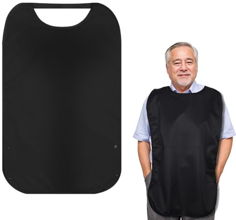 Tucnoeu Washable Cloth Bib with Detachable Crumb Catcher, Adult Bibs, Waterproof Reusable Bibs for Adult Eating Food Bib for Elderly Seniors for Men Dad Father