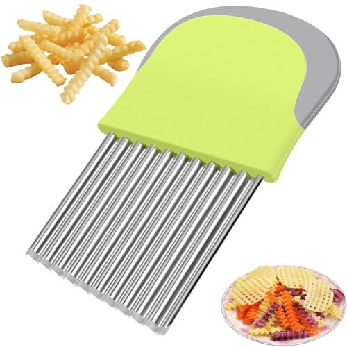 YUNYU Tagliapatate a Onde in Acciaio Inox - Affettatrice per Patate e Verdure, Ideale per Fritte, Insalate e Preparazioni Culinarie | Utensile da Cucina Multifunzione