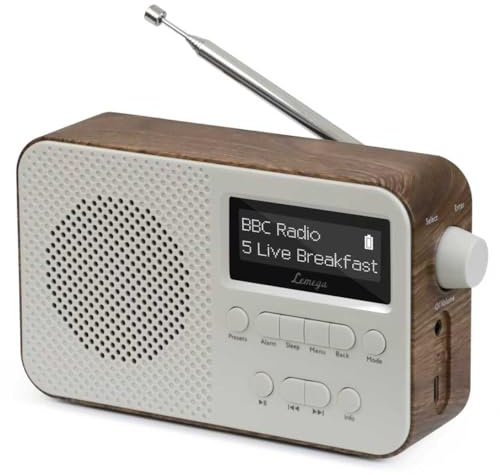 LEMEGA PR2 Max DAB/DAB+ Digital Radio with Bluetooth – Portable FM Radio with 10hr Battery Play, Mains Power, Dual Alarm Clock, Large Clear LED Display, 40 Presets & Headphone Jack (Walnut)