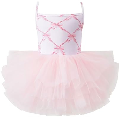 Toddler Girls Tutu Dresses Strap Shiny Tulle Ballet Leotard Ballerina Outfits for Dance Butterfly Bow 5-6 Years