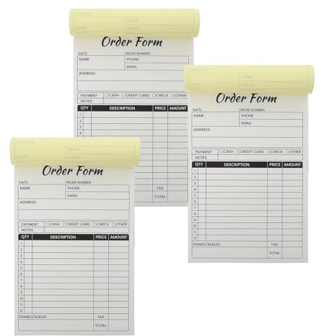 GARIOUANS Talonario de Recibos Formulario de Pedido Duplicado 14x21 Cm, 3 Unidades Respaldo de Cartón para Pequeñas Empresas, Libro Compacto para Gestión Registro de Pedidos