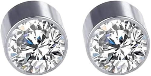 OUTLETISSIMO® Coppia Orecchini Magnetici a Lobo Punto Luce Tondi con Zirconi 4mm - Finti Orecchini Senza Buco ET149