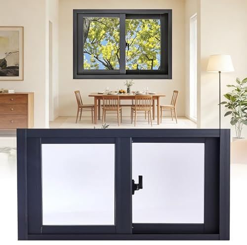 Svart glidande källarfönster 96,5 x 61 cm ersättning med SnTempered s aluminium för le Homes husbilar kyckling s Ga och badrumsanvändning