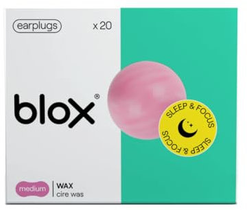 Bouchons d'oreille BLOX Wax - Cire - 10 paires - Protection auditive - Sommeil - Concentration - 24 SNR - Boules Quies