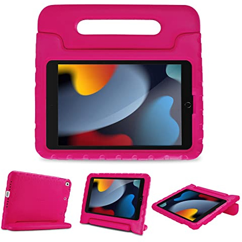ProCase Fodral för barn för iPad 9/iPad 8/iPad 7(iPad 10,2 tum), iPad Air 3 och iPad Pro 2(iPad 10,5 tum), stötdämpande fodral, mycket motståndskraftigt i silikon-magenta